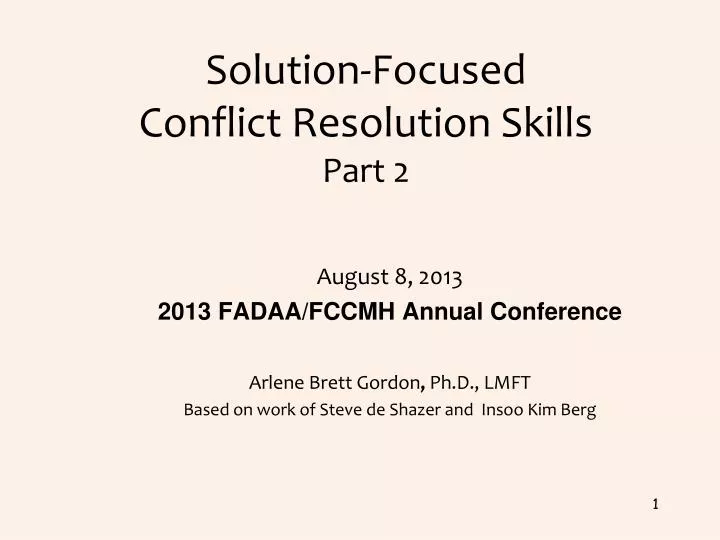 solution focused conflict resolution skills part 2
