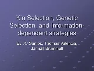 Kin Selection, Genetic Selection, and Information-dependent strategies