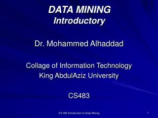 DATA MINING Introductory