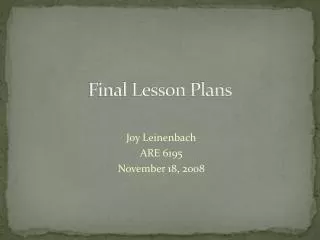 Final Lesson Plans
