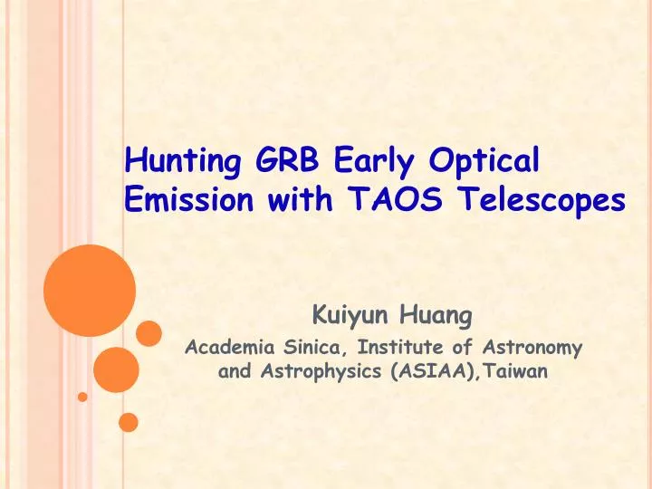 hunting grb early optical emission with taos telescopes