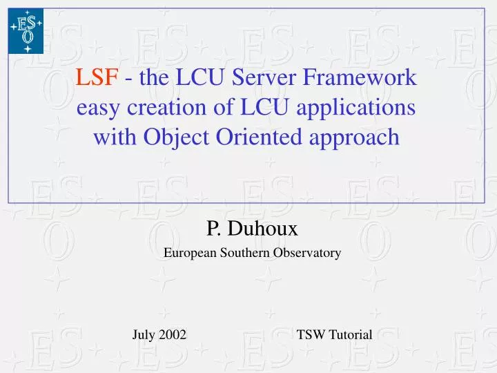 lsf the lcu server framework easy creation of lcu applications with object oriented approach