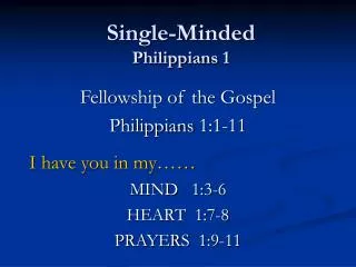 Single-Minded Philippians 1