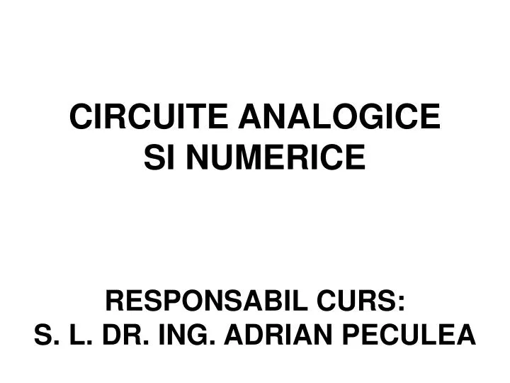 circuite analogice si numerice