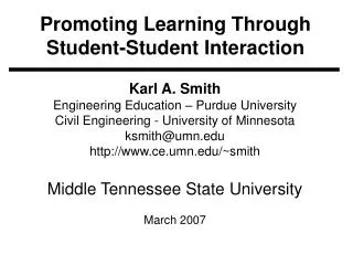 Promoting Learning Through Student-Student Interaction