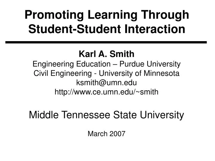 promoting learning through student student interaction