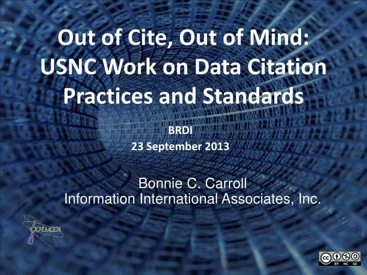 out of cite out of mind usnc work on data citation practices and standards