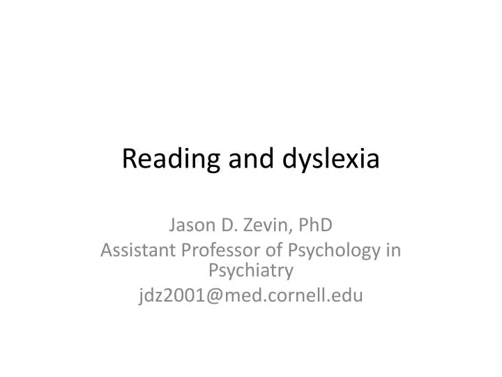 reading and dyslexia
