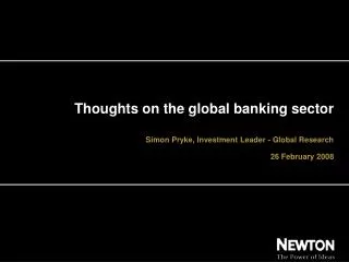 Thoughts on the global banking sector