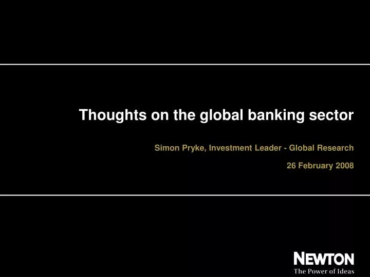 thoughts on the global banking sector