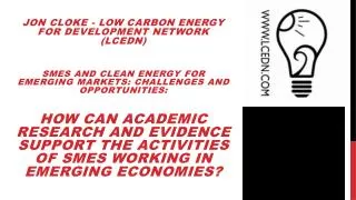 Jon Cloke - Low Carbon Energy for Development Network (LCEDN)