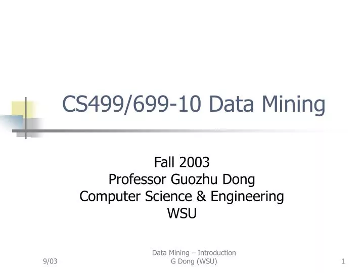 cs499 699 10 data mining