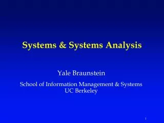 Systems &amp; Systems Analysis