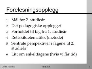 forelesningsopplegg