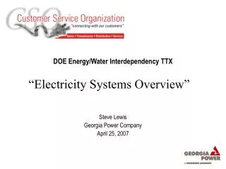 DOE Energy/Water Interdependency TTX
