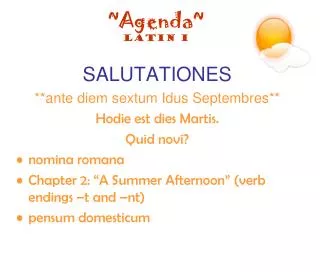 ~Agenda~ Latin I