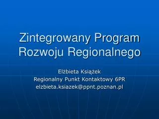 zintegrowany program rozwoju regionalnego