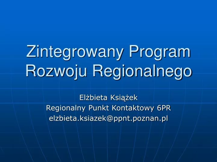 zintegrowany program rozwoju regionalnego