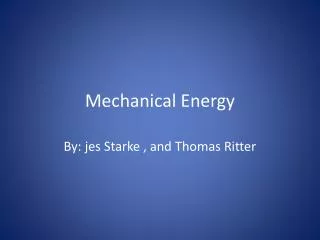 Mechanical Energy