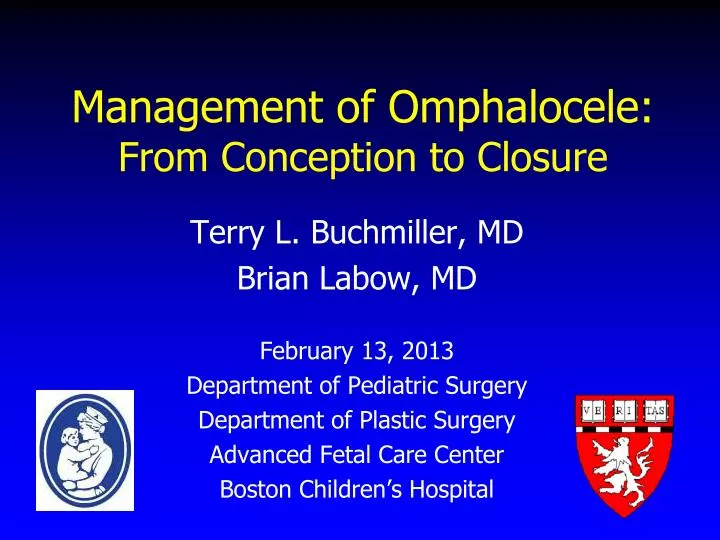 management of omphalocele from conception to closure