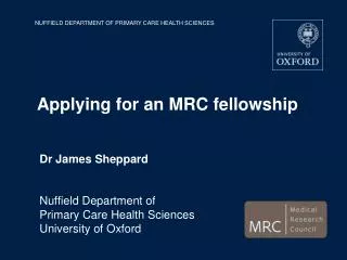 Applying for an MRC fellowship