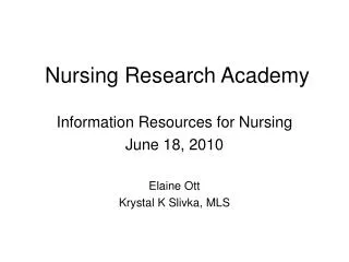Nursing Research Academy