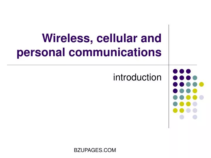 wireless cellular and personal communications