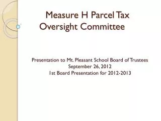 Measure H Parcel Tax Oversight Committee
