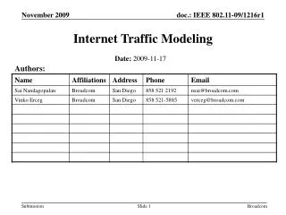 Internet Traffic Modeling