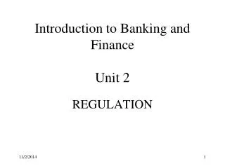 Introduction to Banking and Finance Unit 2