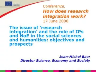 Conference, How does research integration work? 17 June 2008