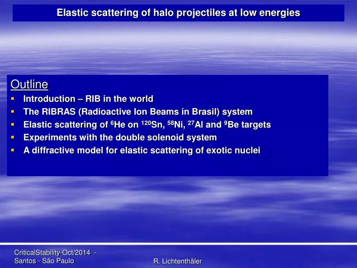 elastic scattering of halo projectiles at low energies
