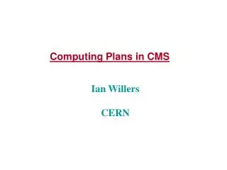 Computing Plans in CMS