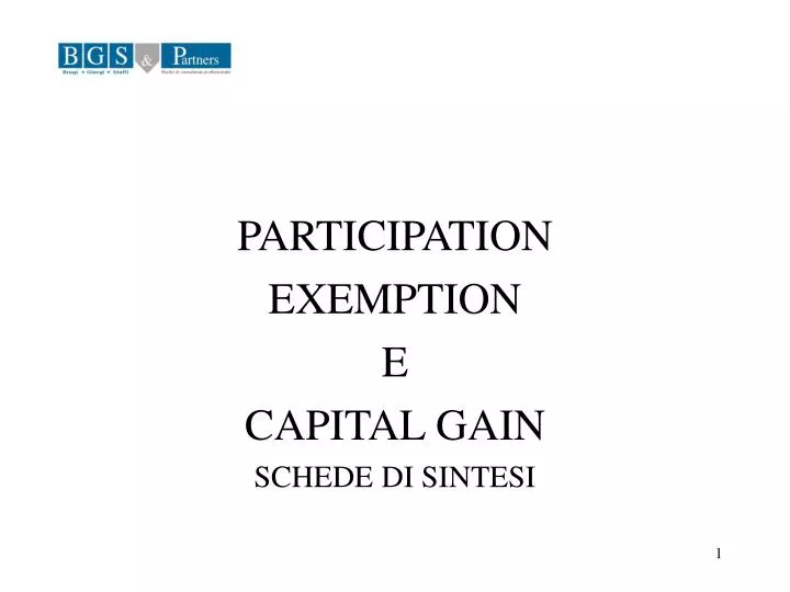participation exemption e capital gain schede di sintesi