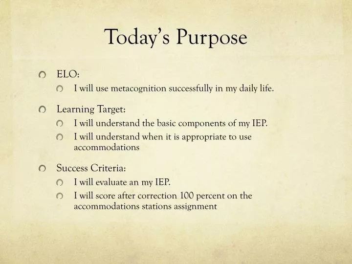 today s purpose