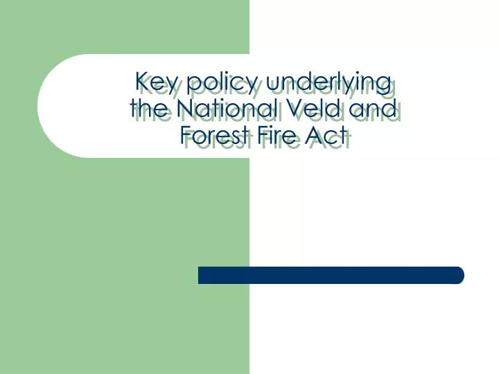 key policy underlying the national veld and forest fire act