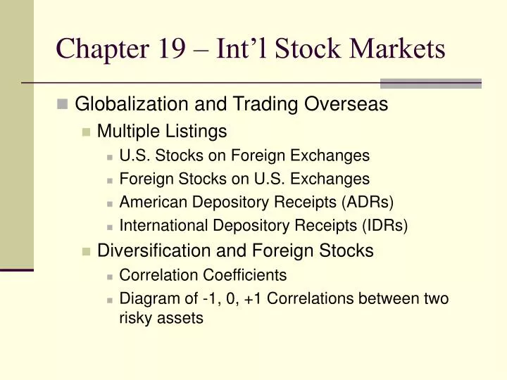 chapter 19 int l stock markets