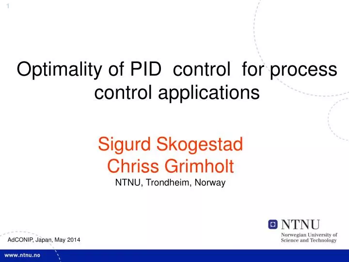 optimality of pid control for process control applications