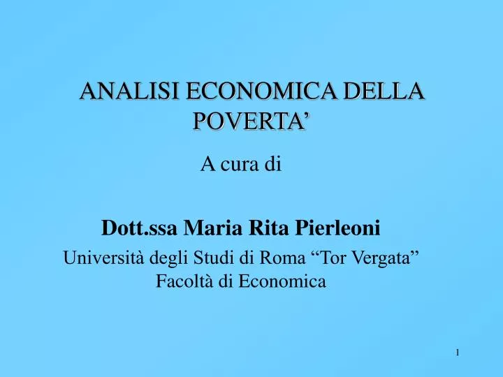 analisi economica della poverta