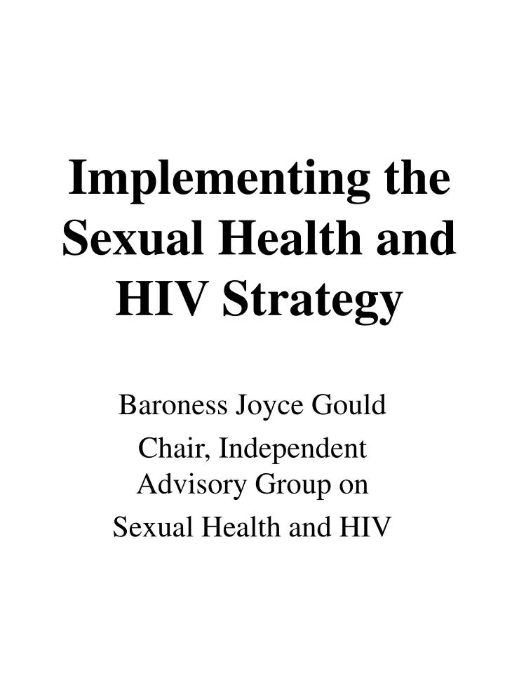 implementing the sexual health and hiv strategy