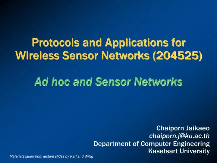 protocols and applications for wireless sensor networks 204525 ad hoc and sensor networks
