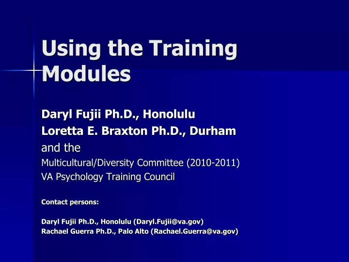 using the training modules