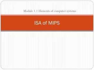 ISA of MIPS