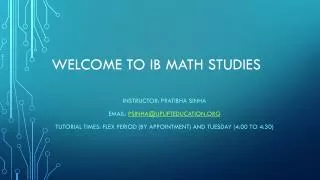 Welcome to Ib Math Studies