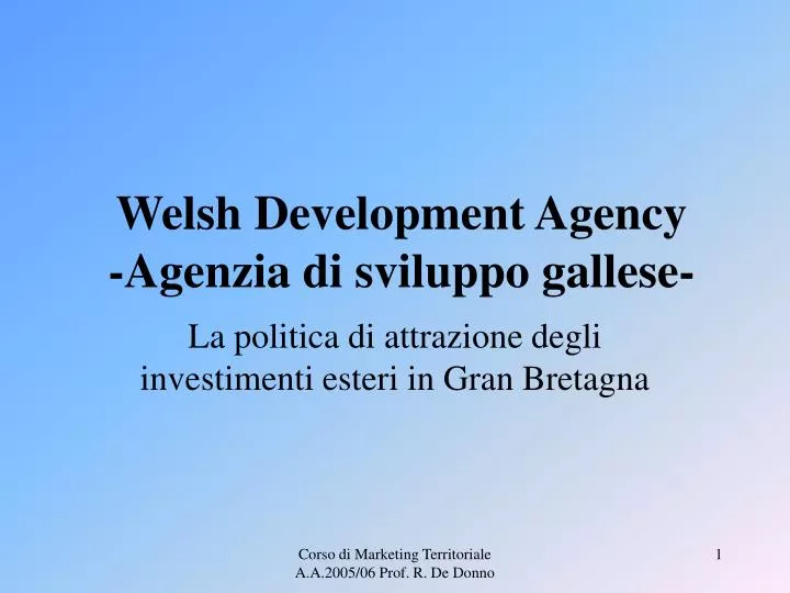 welsh development agency agenzia di sviluppo gallese