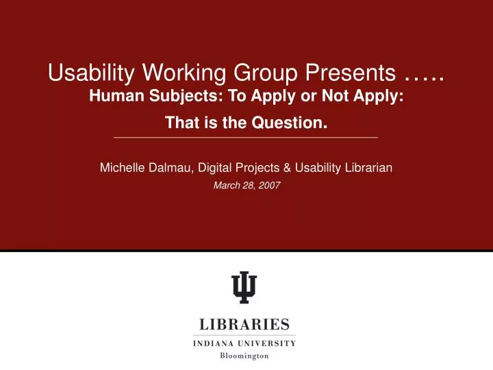 usability working group presents
