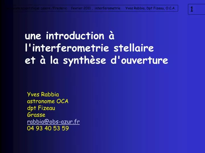 une introduction l interferometrie stellaire et la synth se d ouverture