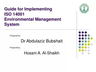 Guide for Implementing ISO 14001 Environmental Management System