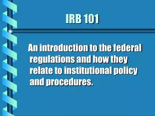 irb 101