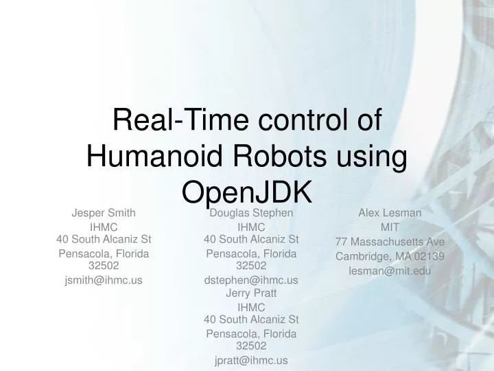 real time control of humanoid robots using openjdk